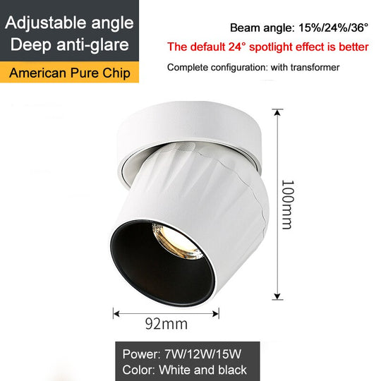 Foldable Led Ceiling Lights Lamp Dimmable Cob Spot 15W Surface Mounted Downlight For Indoor
