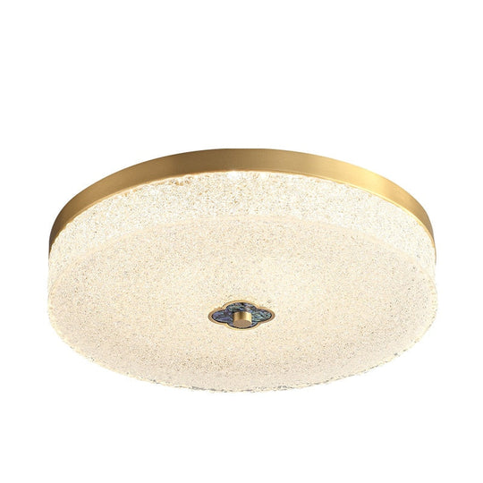 New Round Ceiling Lamp Led Light Luxury All - Copper Lamps For Living Room Restaurant Aisle Sun