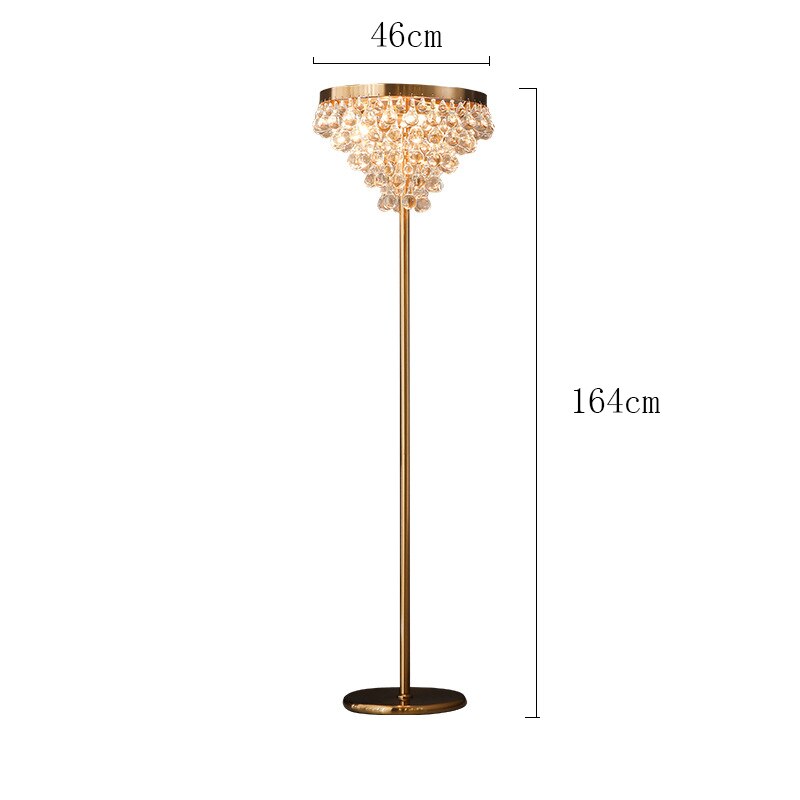 Modern Crystal Led Floor Lamps Luxury Golden Standing Lamp For Living Room Decoration Study Bedroom