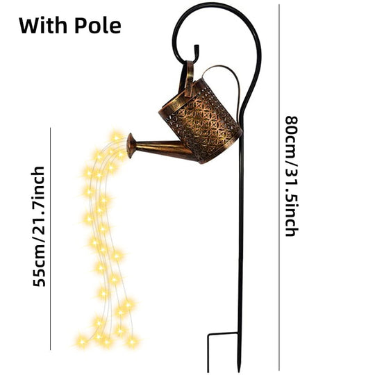 Solar Led String Light Enchanted Watering Can Waterproof Garden Decor Metal Retro Lamp Outdoor