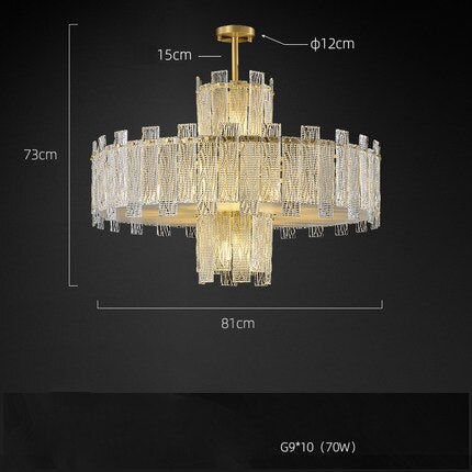 1 - 3 Layer G9 Led Retro Golden Copper Chandelier Lighting Fixtures Hanging Lapmps Lustre