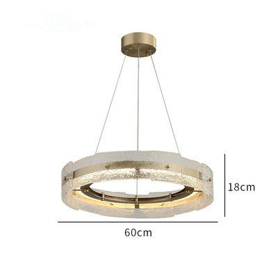 Modern Luxury Wave Clear Glass Led Pendant Light Gold Ring Chandelier Home Decor Living Room