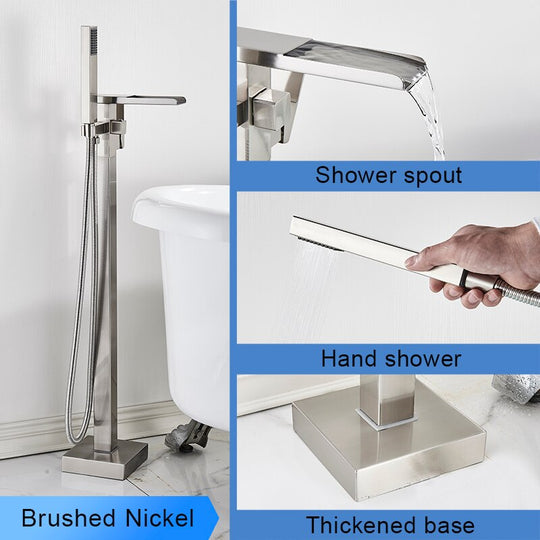 Bathroom Bathtub Faucet Black Flooring Standing Single Handle Cold And Hot Water Mixer Tap Crane