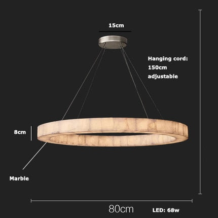 Retro American Rectangular Led Marble Black Ceiling Chandelier Lighting Lustre Suspension Luminaire