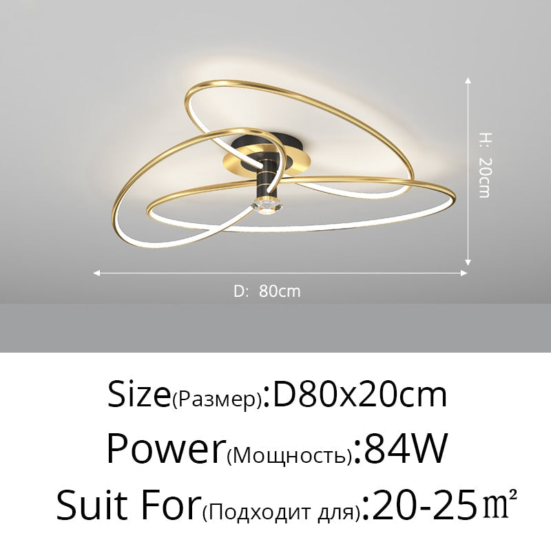 Postmodern Nordic Creative Rotatable Living Room Ceiling Light B Gold D80X20Cm 84W / 3 Colors No
