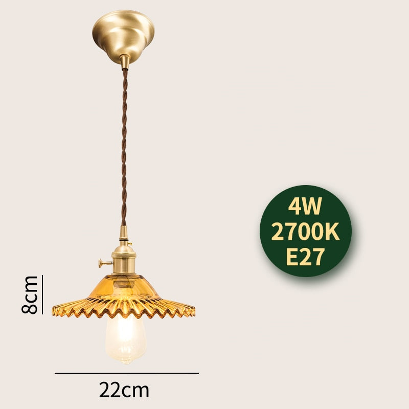 Nordic Modern Led Hanging Lights Fixtures Glass Lampshade Copper Socket Home Indoor Decor Japan
