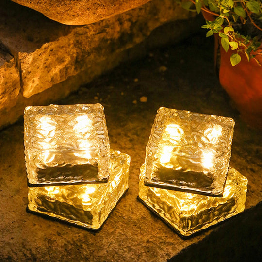 4Pcs Solar Led Lights Outdoor Decor Lawn Lamp Brick Light Sunlight For Landscape Pathway Garden