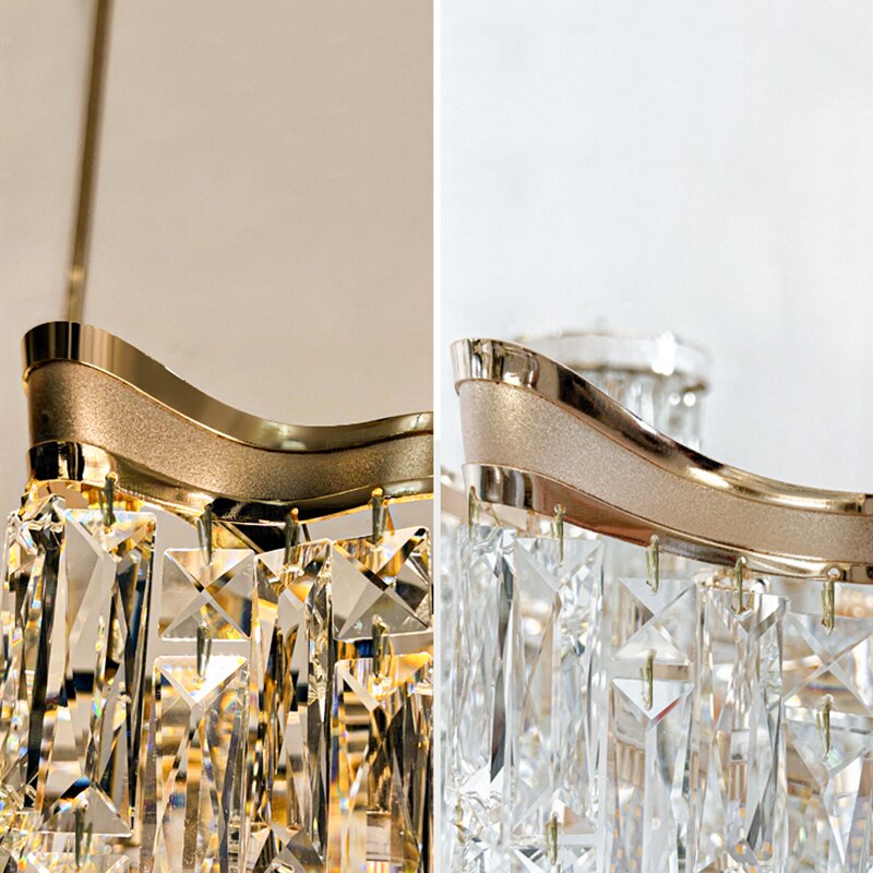Luxury Crystal Chandelier For Living Room Round Gold Stair Hanging Lamp Led Design Modern Home