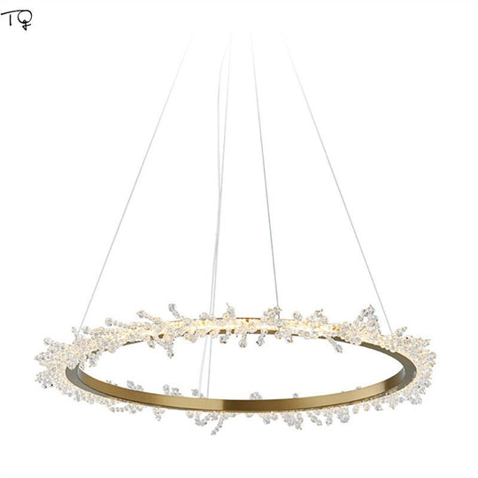 American Fashion Fire Crystal Flower Ring Chandelier Lighting Modern Luxury Simple Suspension