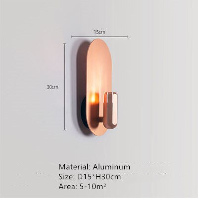 Nordic Luxury Rose Gold Led Wall Light Modern Creative Model Room Stairs Bedroom Bedside Lamp Home