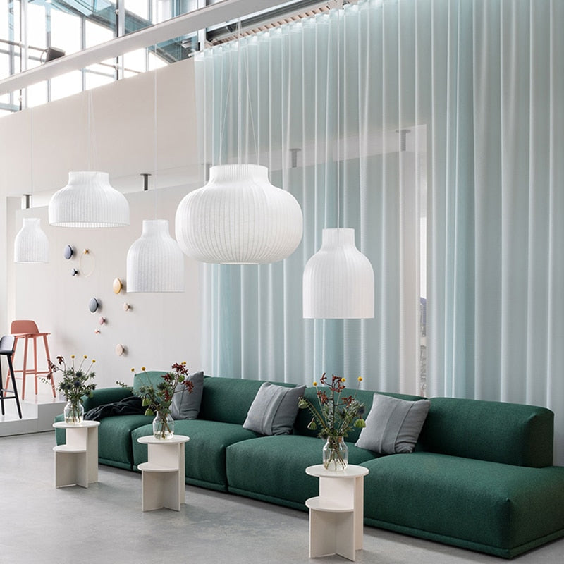 Nordic Led Pendant Chandelier: Modern Silk Fabric Hanging Lamp For Living Room Dining Bar And