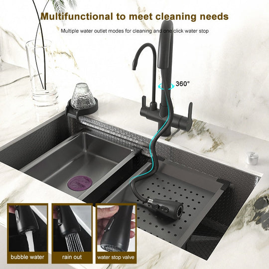Stainless Steel Embossed Kitchen Sink Large Single Slot Washbasin Multifunctional Washing Basin