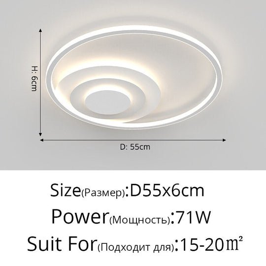 Nordic Modern Minimalist Bedroom Chandeliers White Black Led Ring Lamp Style Living Room Lights