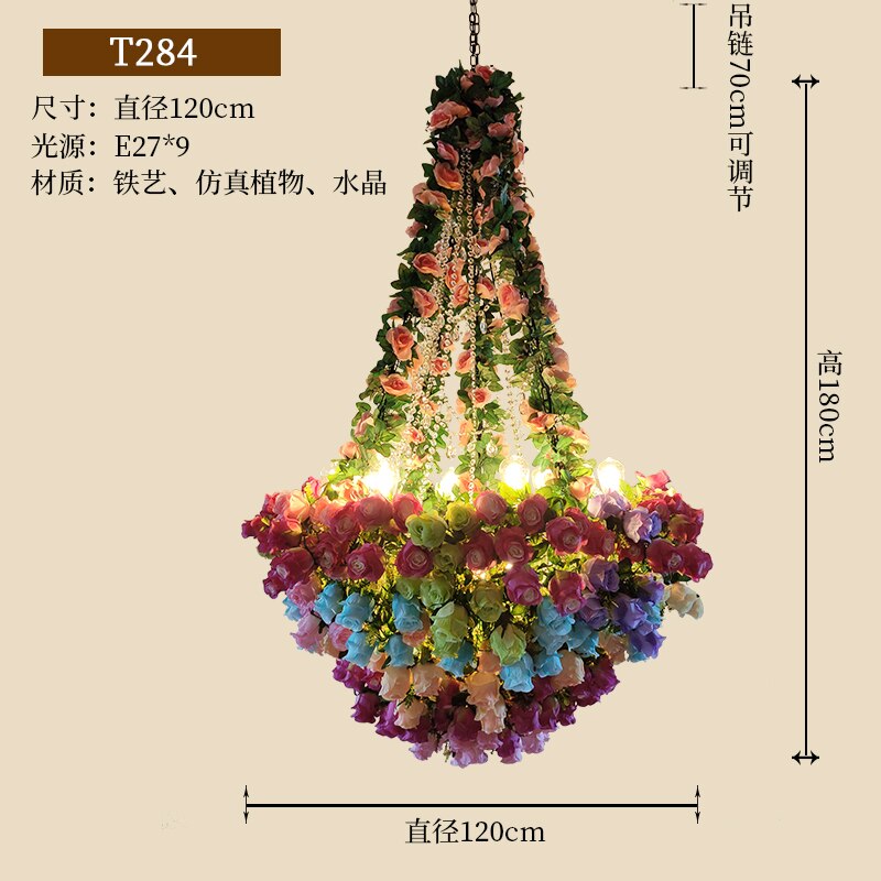 Simulation Fiowers And Plants Chandelier Theme Bar Hotel Decoration Pendant Light Restaurant Qing