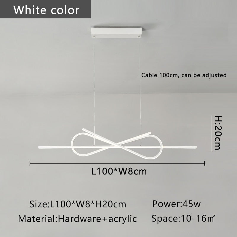 Modern Led Chandelier For Dining Room Shop Bar Kitchen Black/White Finish White L1000Mm / Dimmable