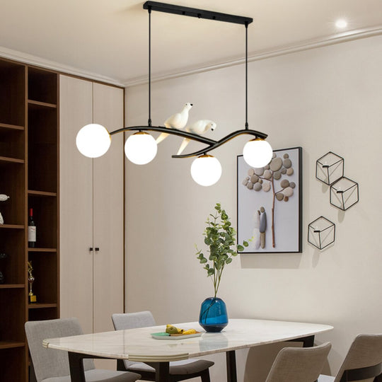 Nordic Modern Bird Pendant Lights White Glass Ball Lighting