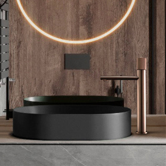 Brass Black Bathroom Faucet Round Hand Washing Toilet Table Under High - End Hotel Hot And Cold