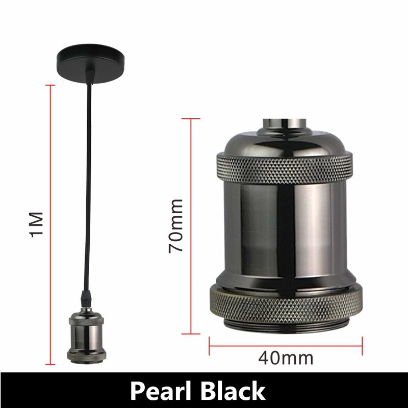 Retro Vintage Pendant Lights - E27/E26 Lamp Holder Socket Pearl Black Set / E27 Light