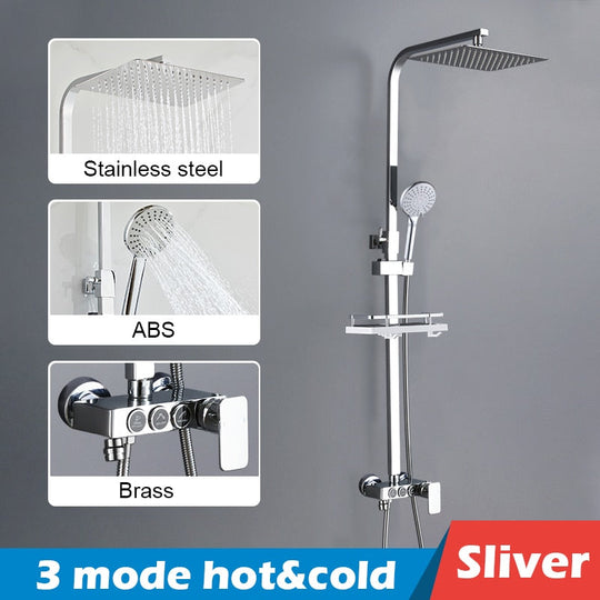 Bathroom Shower Set Black Gold Rain Faucet Thermostatic Digital Display Mixer Taps Copper Systems