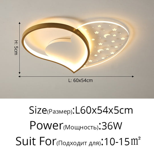Modern Led Ceiling Lamp Simple Home Heart - Shaped Lamps Living Room Bedroom Study Light Indoor