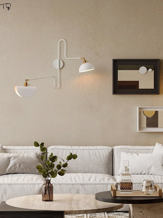 Designer Industrial Long Pole Wall Lamp With Switch Gold/Black Swing Arm Led Sconces Sofa