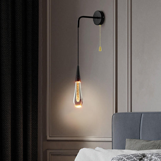 Creative Raindrops Wall Lights Living Bedroom Luxury Crystal Lamps With Zipper Switch Clear Gold