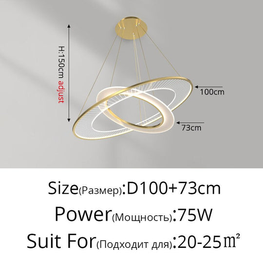 Nordic Living Room Led Gold/Black Pendant Lights Modern Minimalist Duplex Villa Staircase Hall