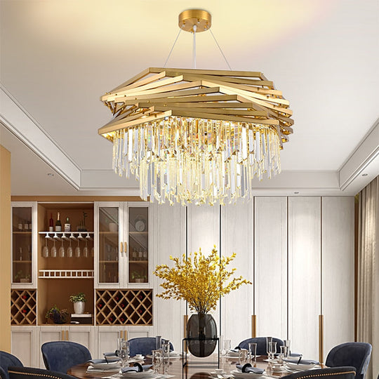 Modern Crystal Chandeliers / Gold Luxury Ceiling Chandelier Fixture For Living Room Hotel Hall