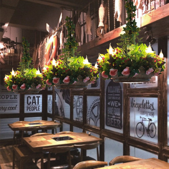 Small Fresh Simulation Flower Potted Plant Pendant Light Music Restaurant Bar Front Desk Shop