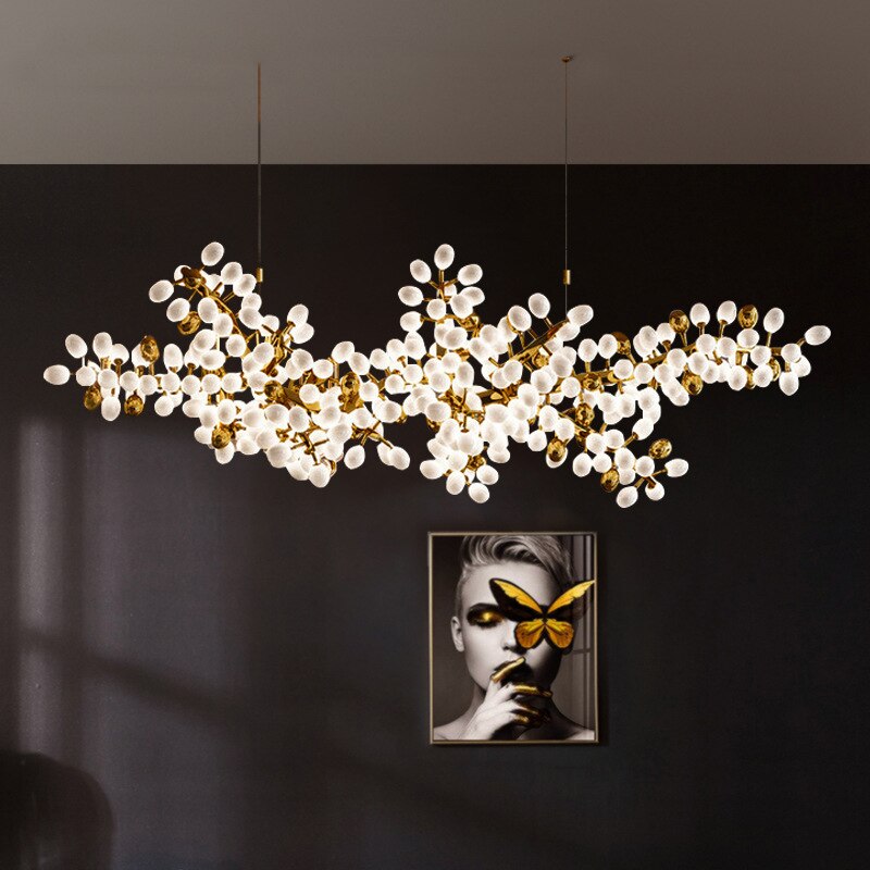 Modern Luxury Restaurant Chandelier Villa Living Room Crystal Lamp Art Decoration Long Glass Ball