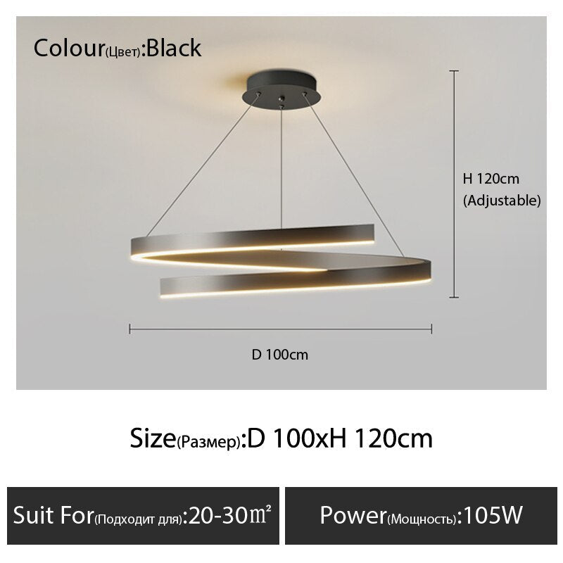 Dining Room Chandelier Master Bedroom Light Modern Minimalist Living Dining Table Round Lamps Black