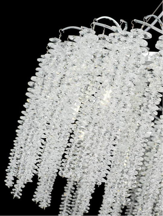 Modern Fringed Crystal Chandelier Led Luxury Dining Room Circular Living Decorative Lighting Chrome