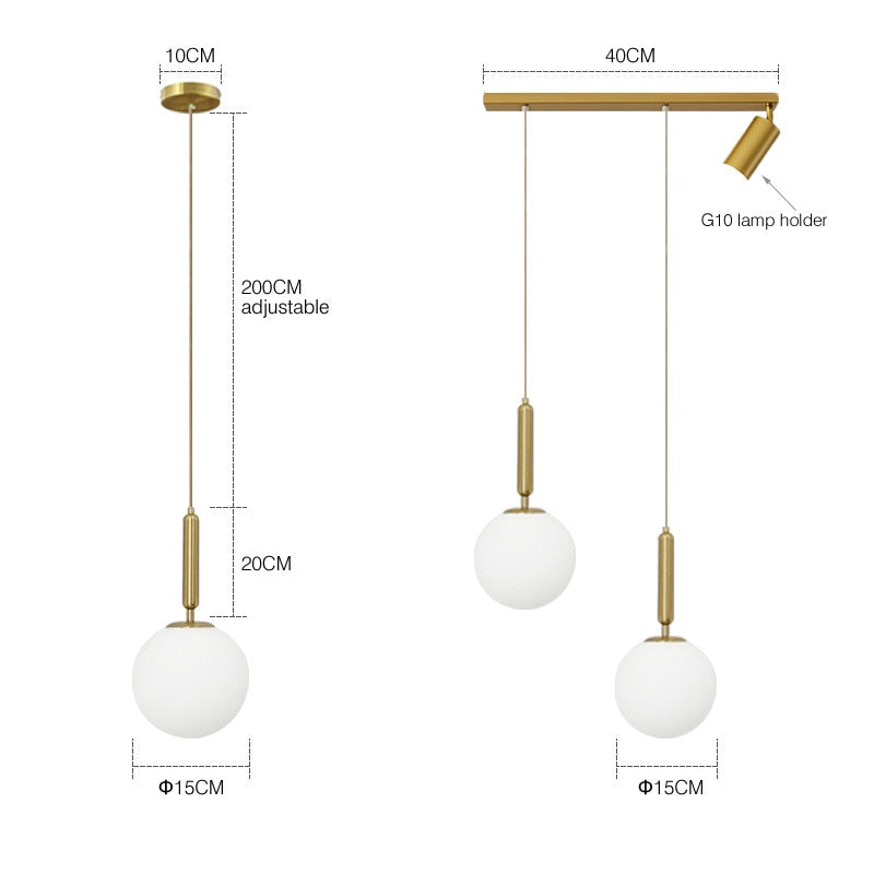 Nordic Modern Glass Ball Chandeliers Lighting For Dining Room Home Decor Pendant Light Kitchen