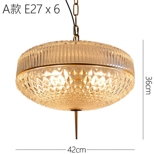 American Retro Glass Cans Shade Pendant Lights Modern Kitchen Hanging Lamp Living Room Dining Room