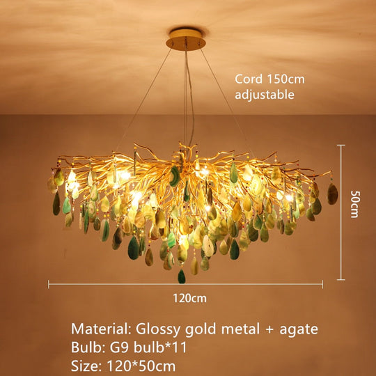 Beautiful Natural Agate Pendant Lights Foyer Bedroom Restaurant Hanging Lamp Gold Metal G4 Bulb Home