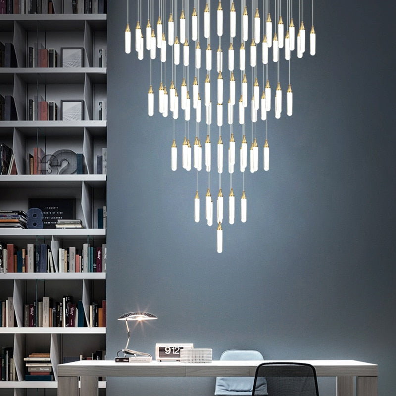 Duplex Stair Long Chandeliers High - Rise Apartment Rotating Jump - Storey Loft Ceiling Decoration