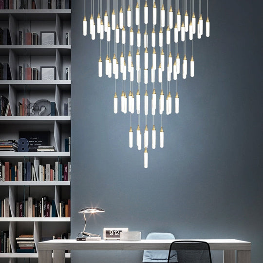 Duplex Stair Long Chandeliers High - Rise Apartment Rotating Jump - Storey Loft Ceiling Decoration