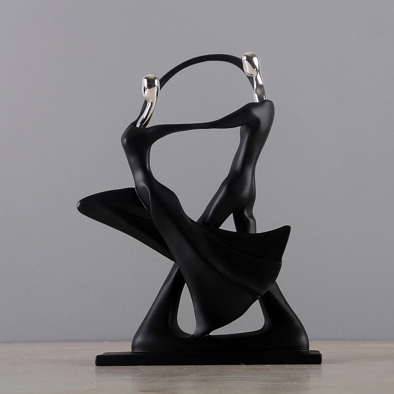 Nordic - Inspired Elegant Dancing Duo Resin Figurine - Home Decor Accent For Living Space Latin