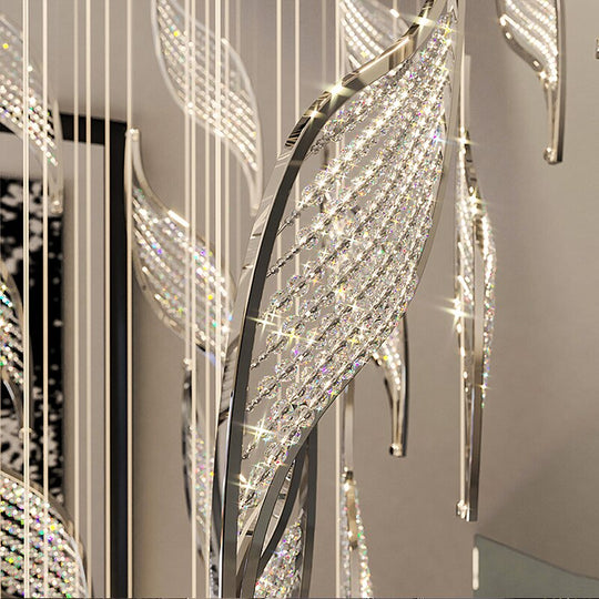 Creative Crystal Chandelier For Staircase Modern Led Home Decor Indoor Lighting Round Luxury New