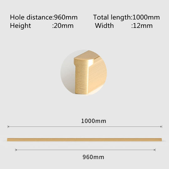 1Pc Simple Gold Brushed Kitchen Cabinet Long Door Handles Aluminum Alloy Wardrobe Cupboard Pulls