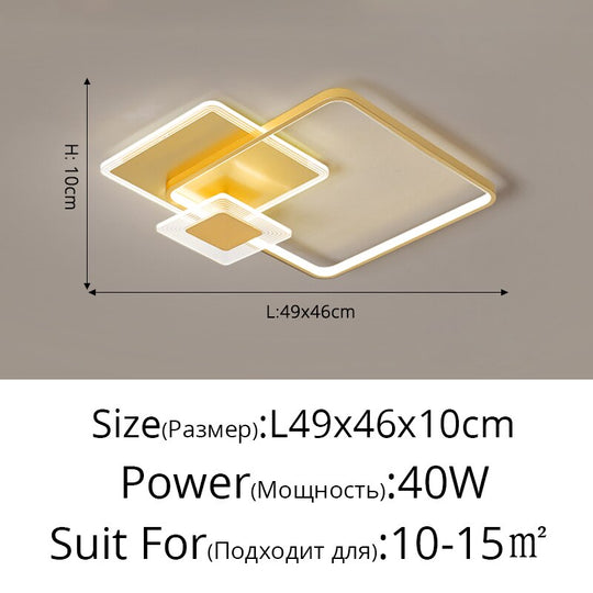 Nordic Square Living Room Bedroom Ceiling Lights Personality Creative Recessed Led Lamp Minimalist
