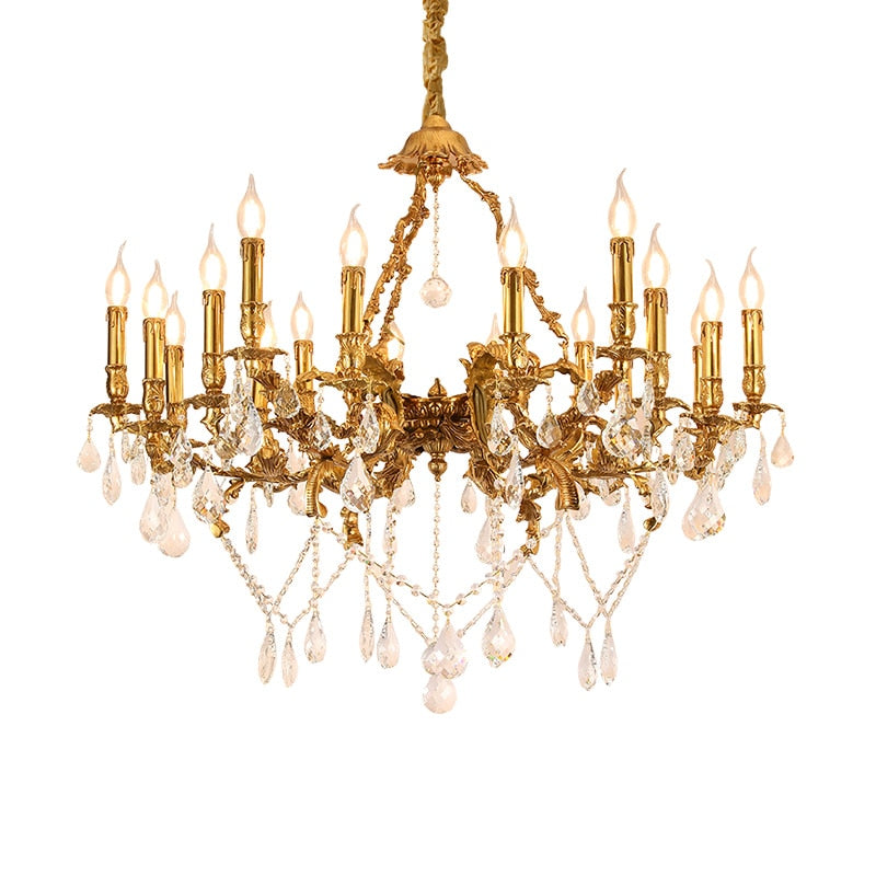 Belmond - French Hotel Lobby Luxury European - Style Full Copper Led Crystal Chandelier Chandelier