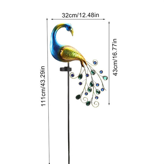Solar Peacock Lights Outdoor Led Light Metal Statues Figurine Lawn Landscape For Yard Path Garden