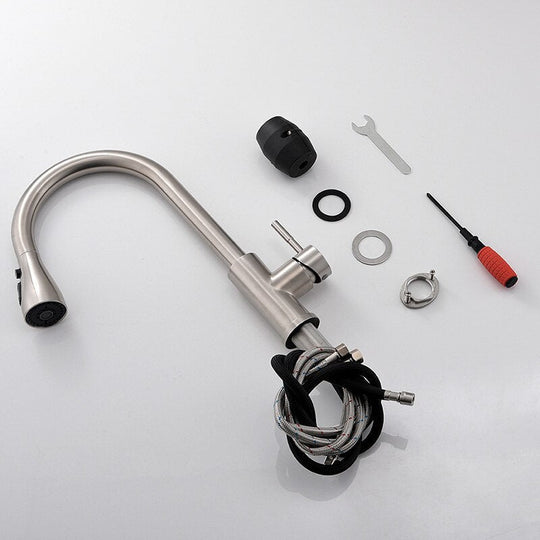 Pull Out Kitchen Sink Faucet With 3 Modes Water Outlet Spout 360 Degree Rotation Matte Black Bar