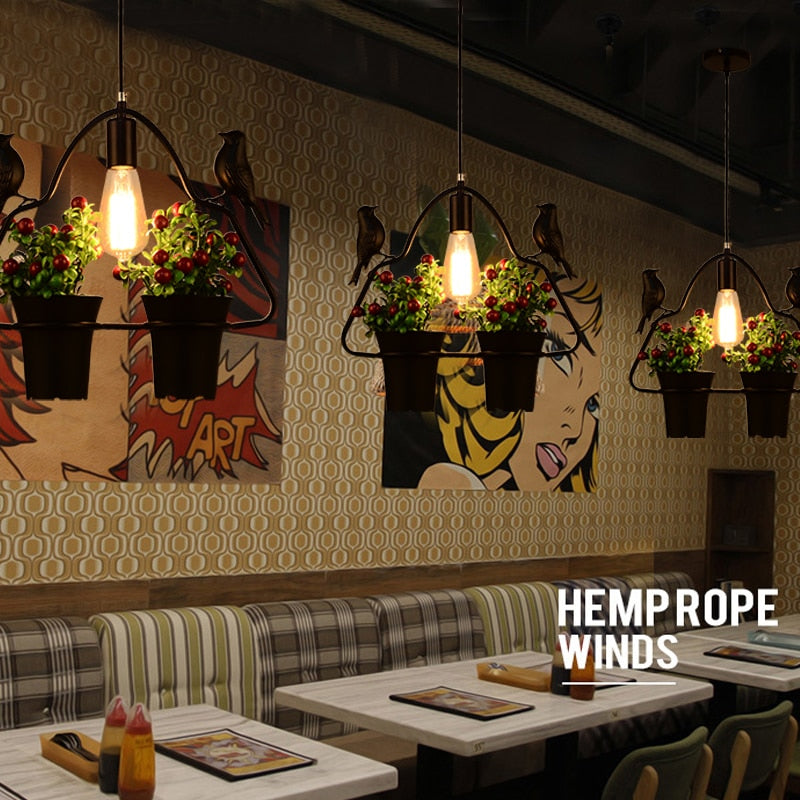 Retro Plant Industrial Style Creative Personality Clothing Store Milk Tea Shop Restaurant Clear Bar