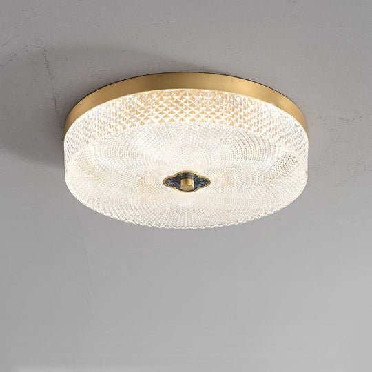 New Round Ceiling Lamp Led Light Luxury All - Copper Lamps For Living Room Restaurant Aisle Sun