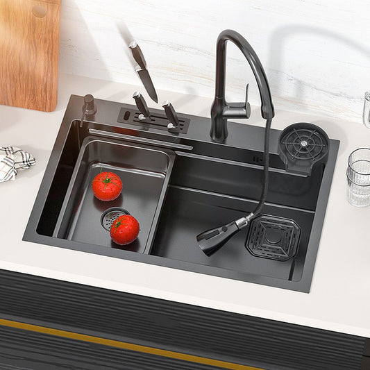 Kitchen Nano 304 Stainless Steel Sink Household Washbasin Japanese - Style Large Single - Slot With