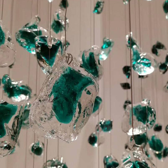 Custom Crystal Stone Chandelier Hotel Lobby Glass Art Lamps Led Engineering Decorative Lighting