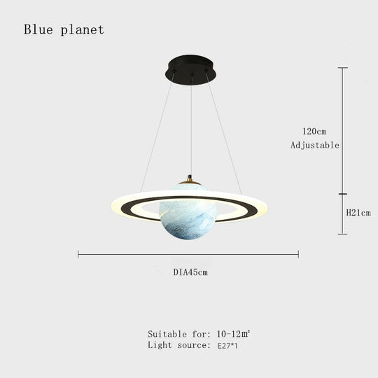 Acrylic Planet Pendant Light Children Room Space Star Led Hanging Lamp Retro Earth Ball Home Decor