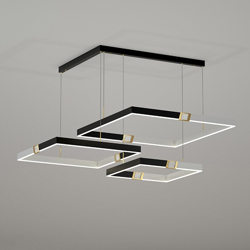 Simple Modern Led Pendant Lights Whole House Multi - Layer Aluminum Acrylic Circle Lamp Square Ring